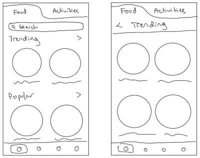 Two sketches of UI layouts